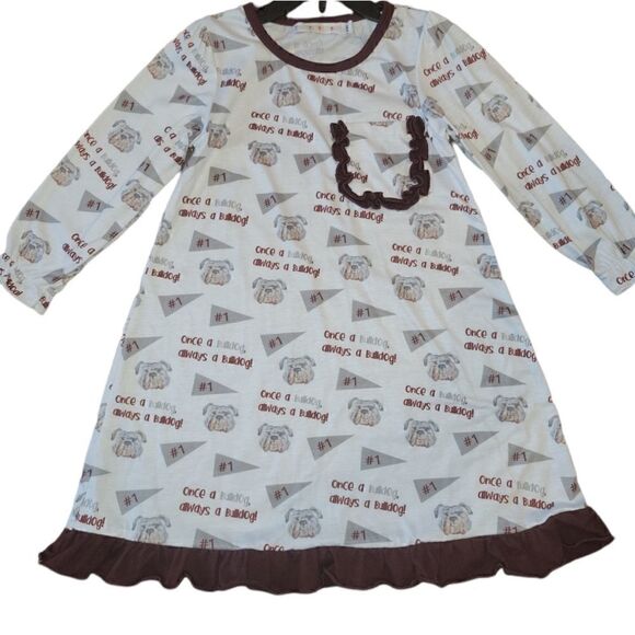 The Printed Press Once a Bulldog Mississippi State Nightgown Pajama 5-6T - Picture 2 of 7